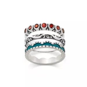 Gemstone, Renaissance and Enamel Ring Stack