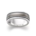 Classic Smooth Wedding Ring in Sterling Silver and Titanium