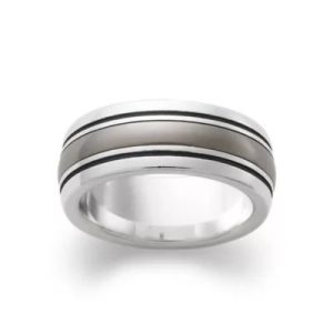 Classic Smooth Wedding Ring in Sterling Silver and Titanium
