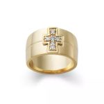 Diamond Cross Wedding Ring in 14K Yellow Gold